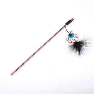 Convenient Eyes Pattern Cat Playing Rod for Indoor Blue